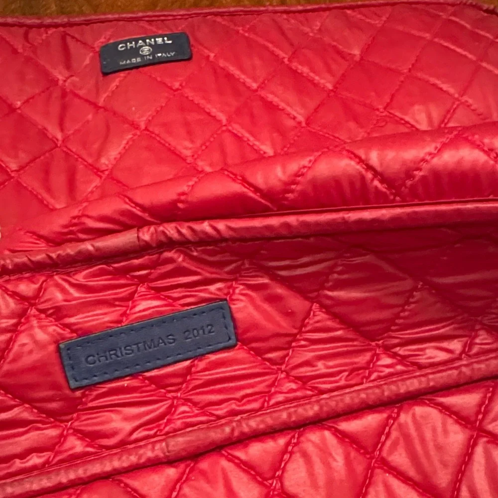 CHANEL Dark Blue Quilted Laptop/ Cosmetic Bag
